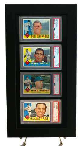 Sports Card Frame w/ (4) PSA Graded Card Openings-New Black Design - Graded And Framed