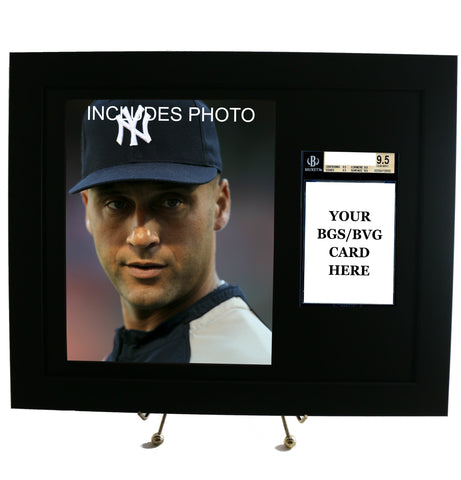 Sports Card Frame for YOUR Graded BGS (Beckett) Derek Jeter Card (INCLUDES PHOTO) - Graded And Framed