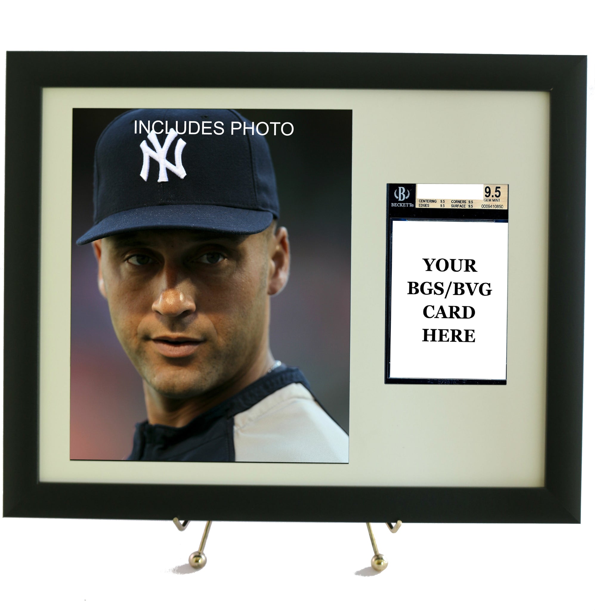 Sports Card Frame for YOUR BGS (BECKETT) Graded Derek Jeter Card (INCLUDES PHOTO) - Graded And Framed