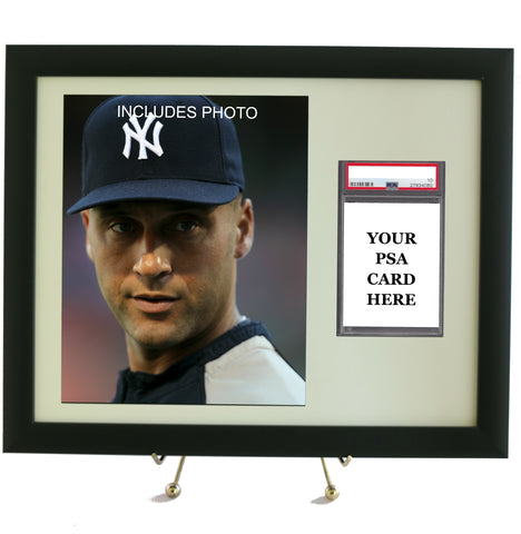 Sports Card Frame for YOUR PSA Graded Derek Jeter Card (INCLUDES PHOTO) - Graded And Framed