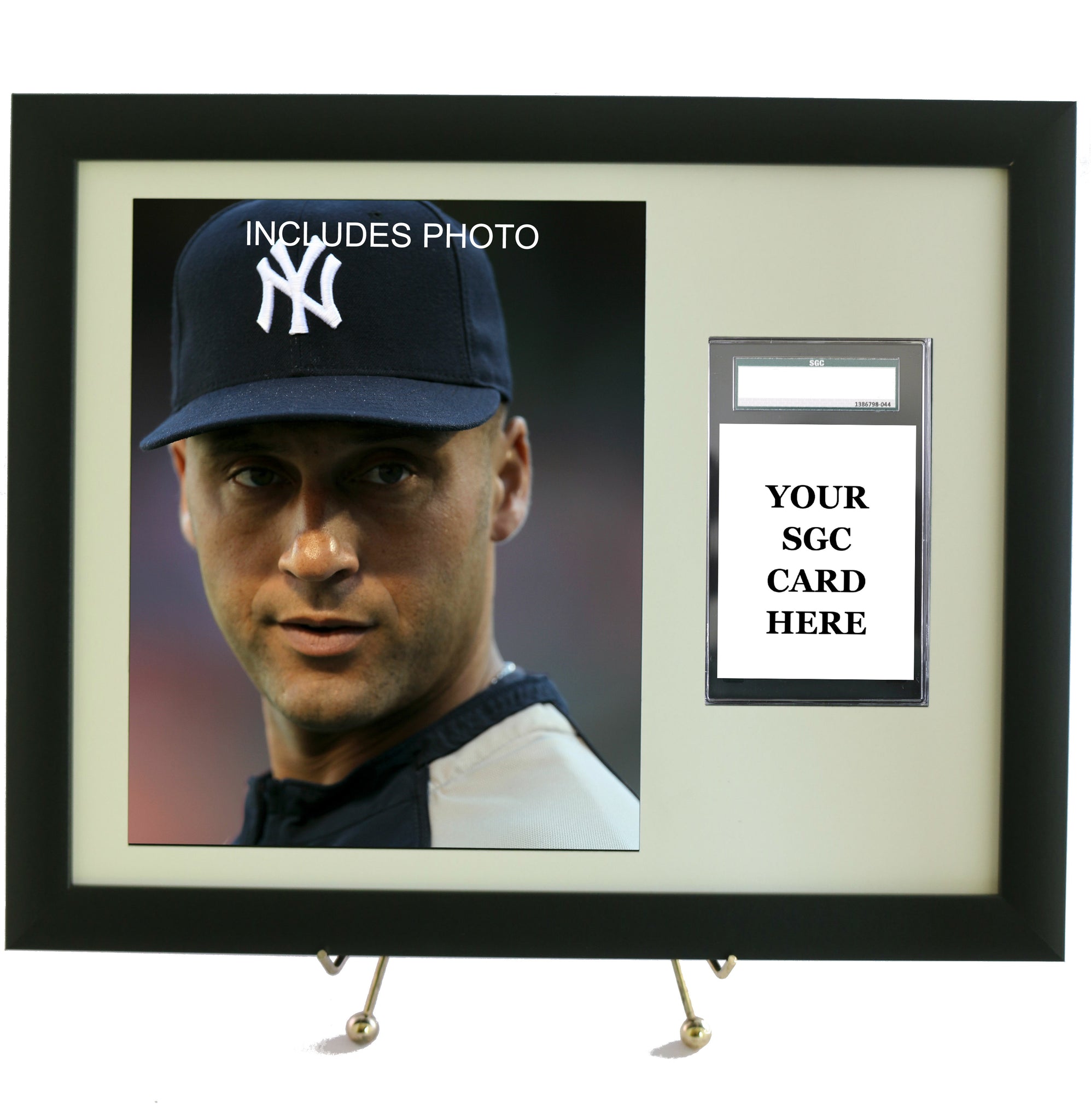 Sports Card Frame for YOUR SGC Graded Derek Jeter Card (INCLUDES PHOTO) - Graded And Framed