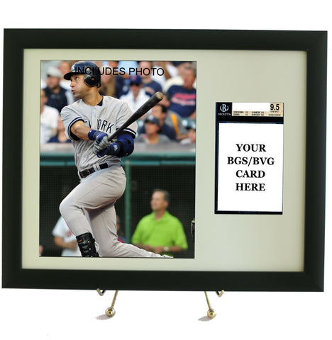 Graded Sports Card Frame for YOUR BGS (Beckett) Derek Jeter Card (INCLUDES PHOTO) - Graded And Framed