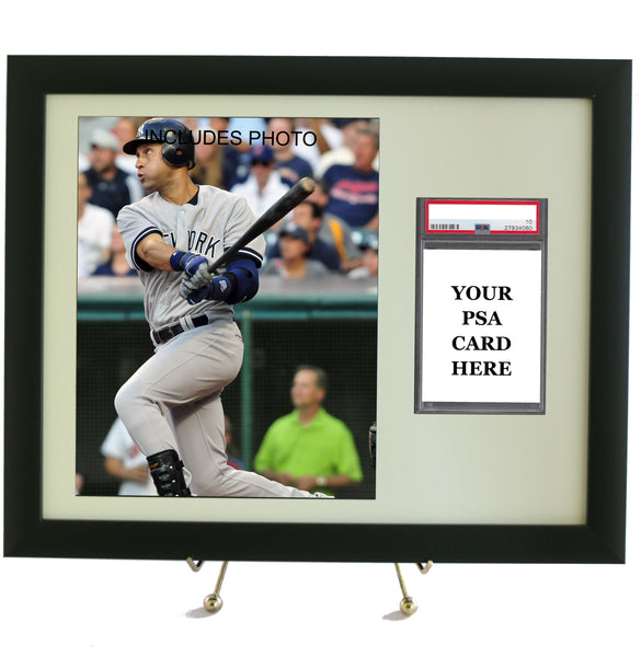 Graded Sports Card Frame for YOUR PSA Derek Jeter Card (INCLUDES PHOTO) - Graded And Framed