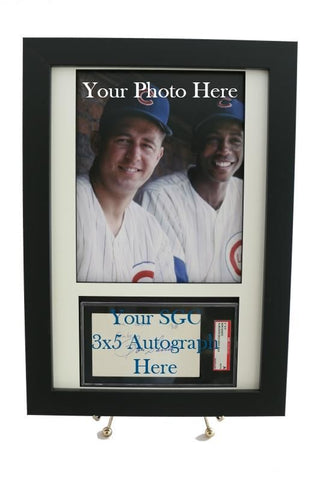Autograph Framed Display for an SGC/JSA Slabbed 3 x 5 Autograph with an 8 x 10 Vertical Photo Opening - Graded And Framed