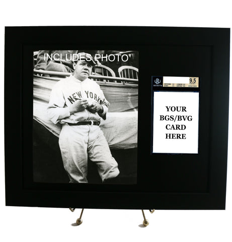 Sports Card Frame for YOUR BVG Graded Babe Ruth Card-Black Design (INCLUDES PHOTO) - Graded And Framed