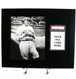 Sports Card Frame for YOUR PSA Graded Babe Ruth Card-Black Design (INCLUDES PHOTO) - Graded And Framed
