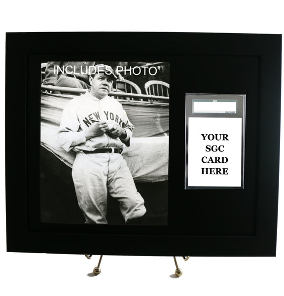 Sports Card Frame for YOUR SGC Graded Babe Ruth Card-Black Design (INCLUDES PHOTO) - Graded And Framed