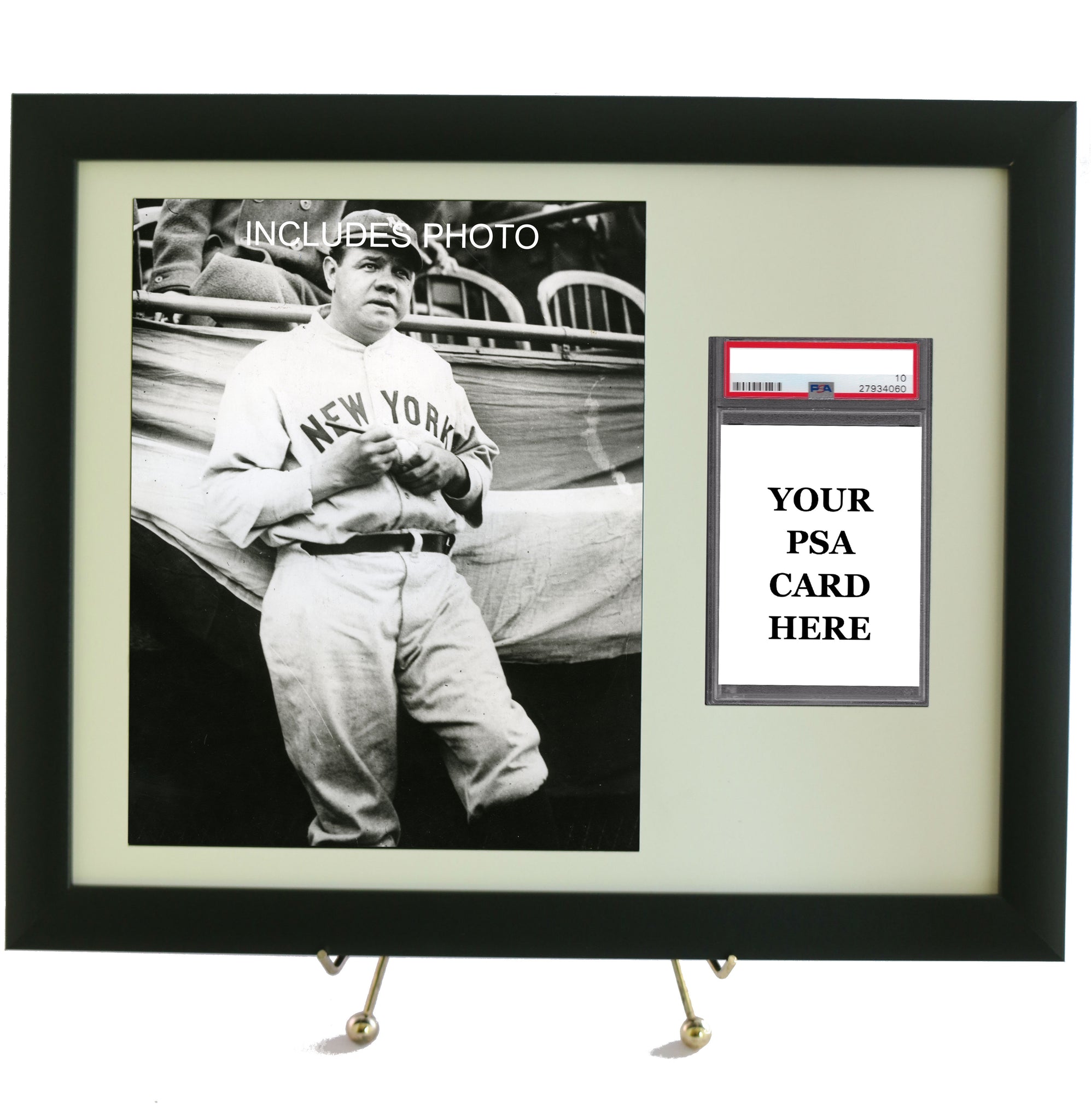 Sports Card Frame for YOUR PSA Graded Babe Ruth Card (INCLUDES PHOTO)