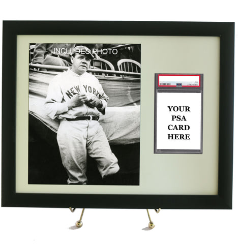 Sports Card Frame for YOUR PSA Graded Babe Ruth Card (INCLUDES PHOTO) - Graded And Framed