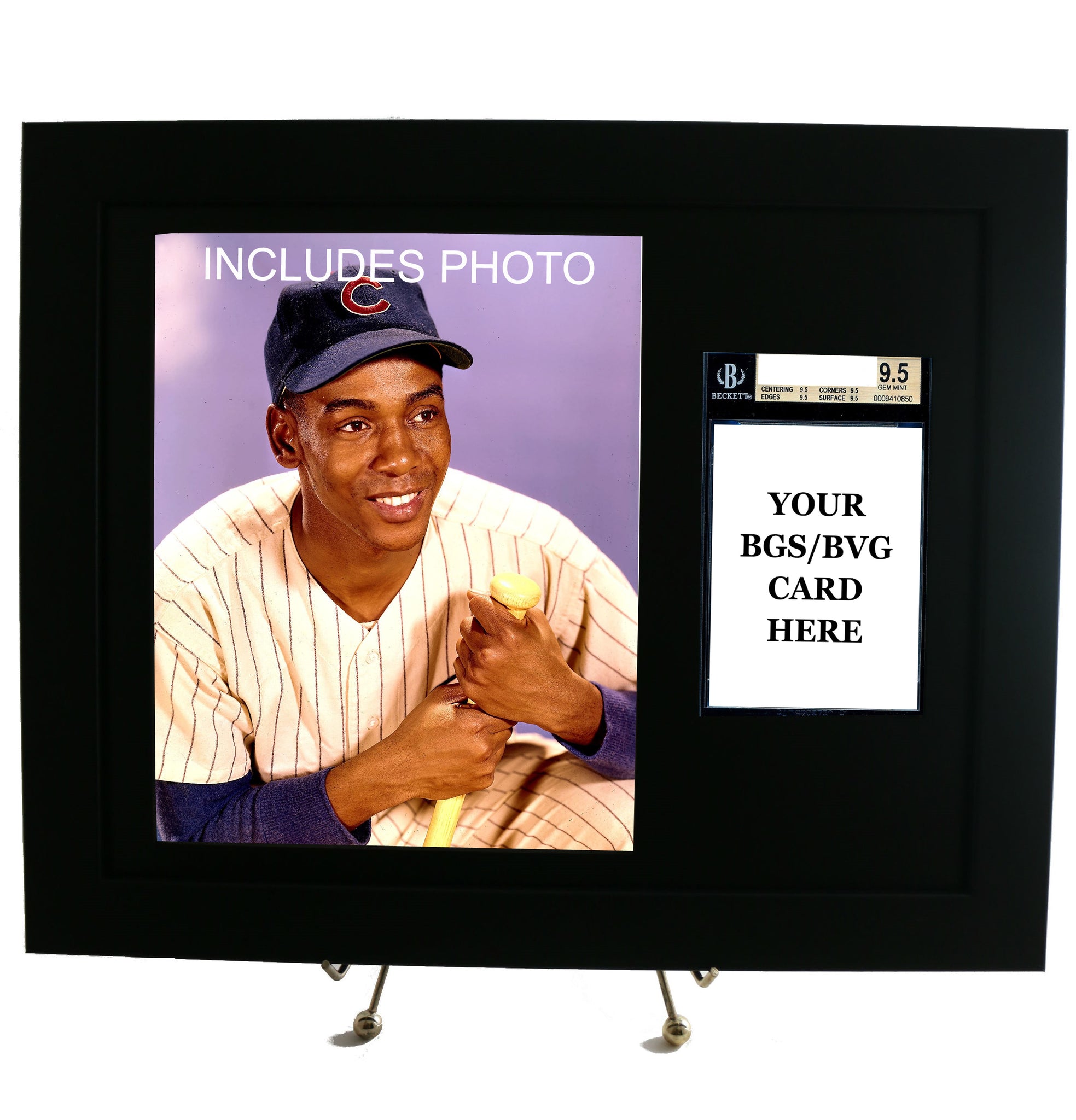 Sports Card Frame for YOUR BVG Graded Ernie Banks Card (INCLUDES PHOTO) - Graded And Framed