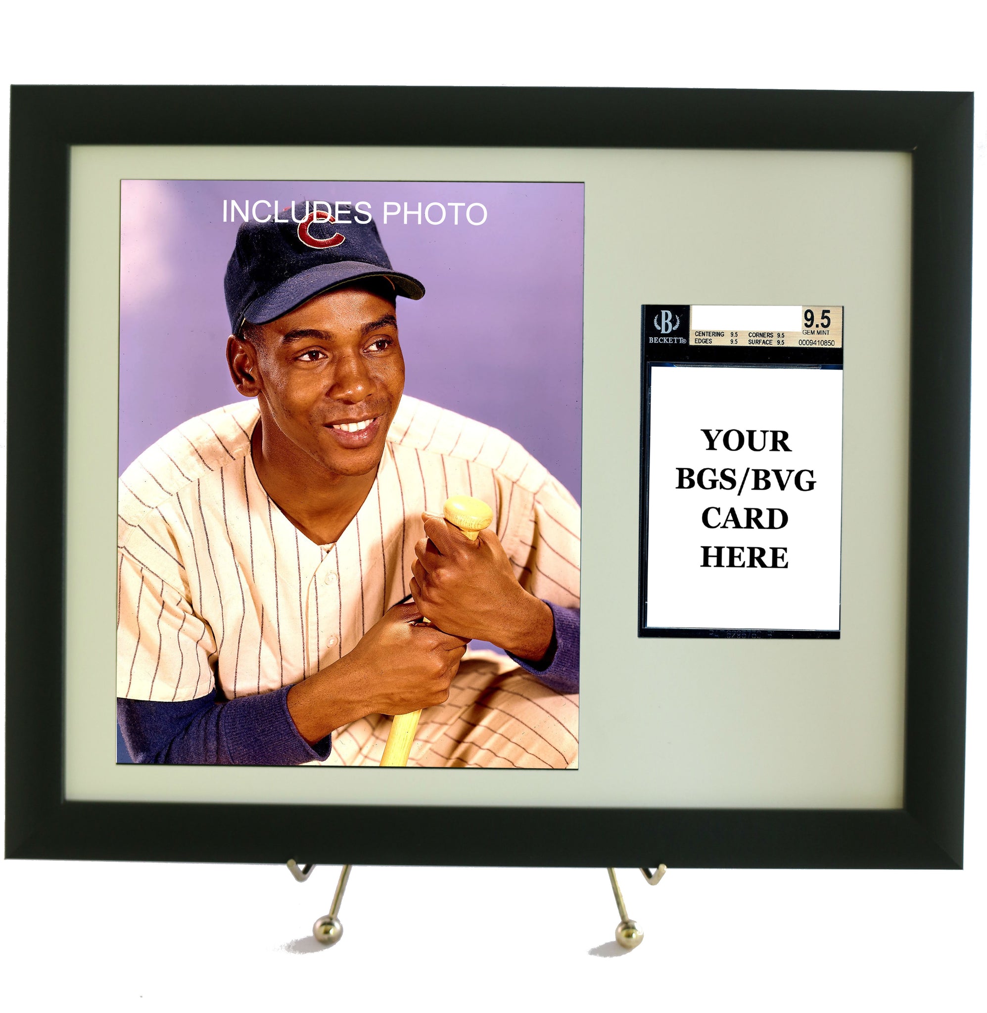 Sports Card Frame for YOUR BVG Graded Ernie Banks Card (INCLUDES PHOTO) - Graded And Framed