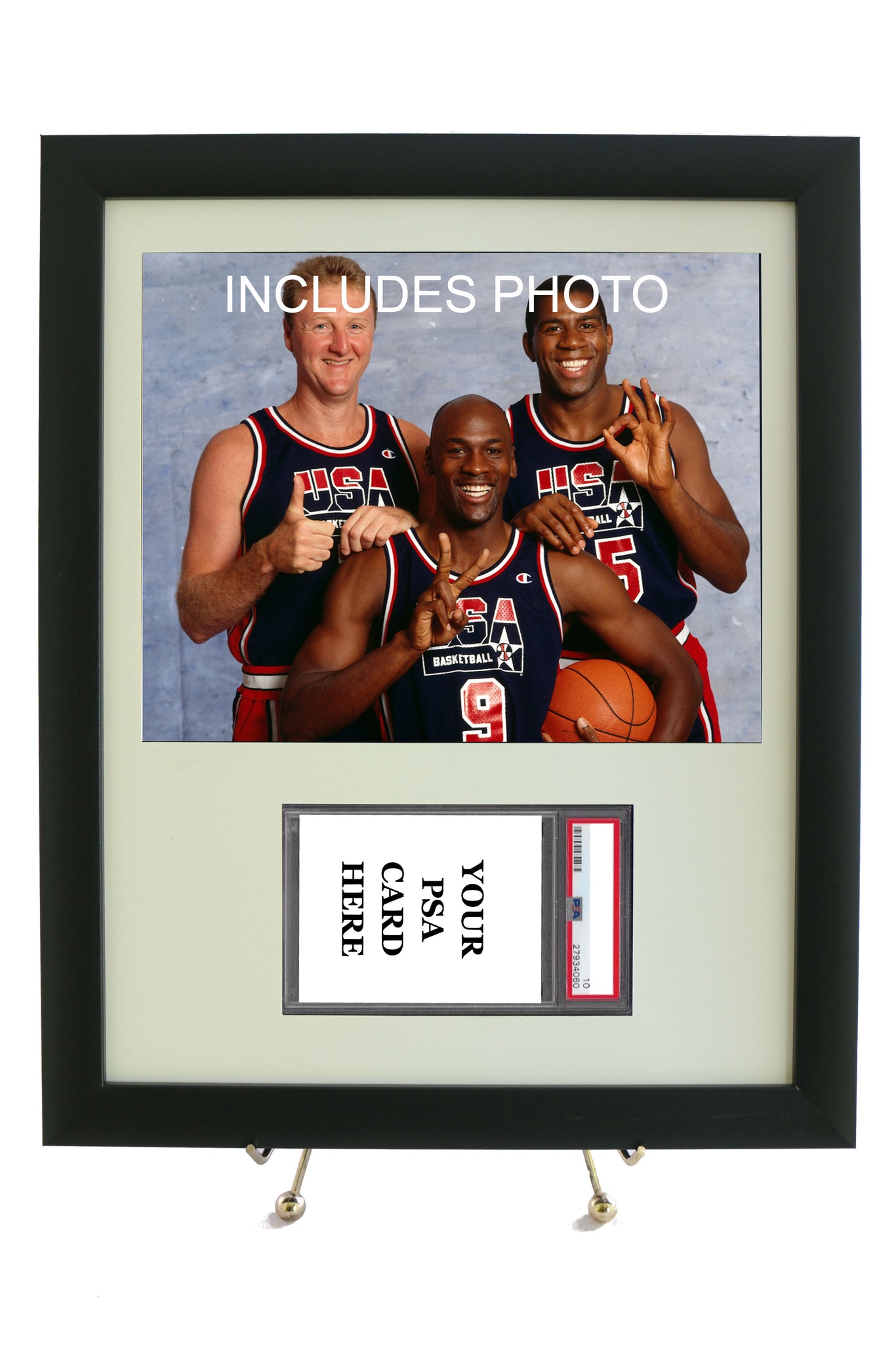 Sports Card Frame for YOUR PSA Larry Bird Card (INCLUDES PHOTO) - Graded And Framed