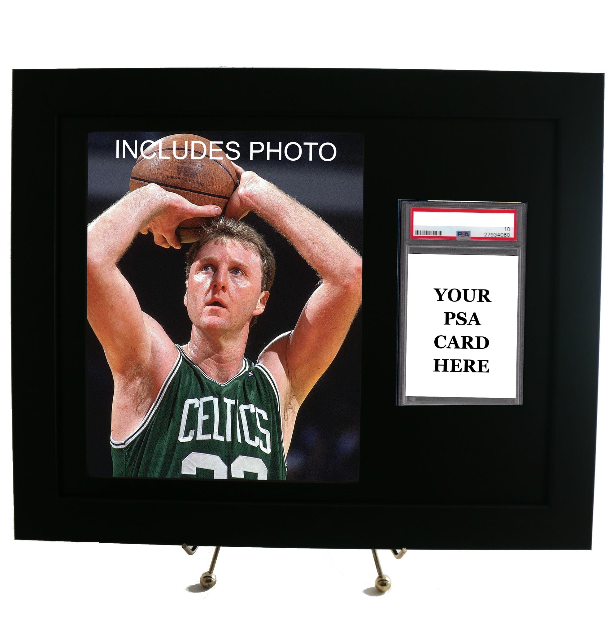Sports Card Frame for YOUR PSA Graded Larry Bird Card (INCLUDES PHOTO) - Graded And Framed