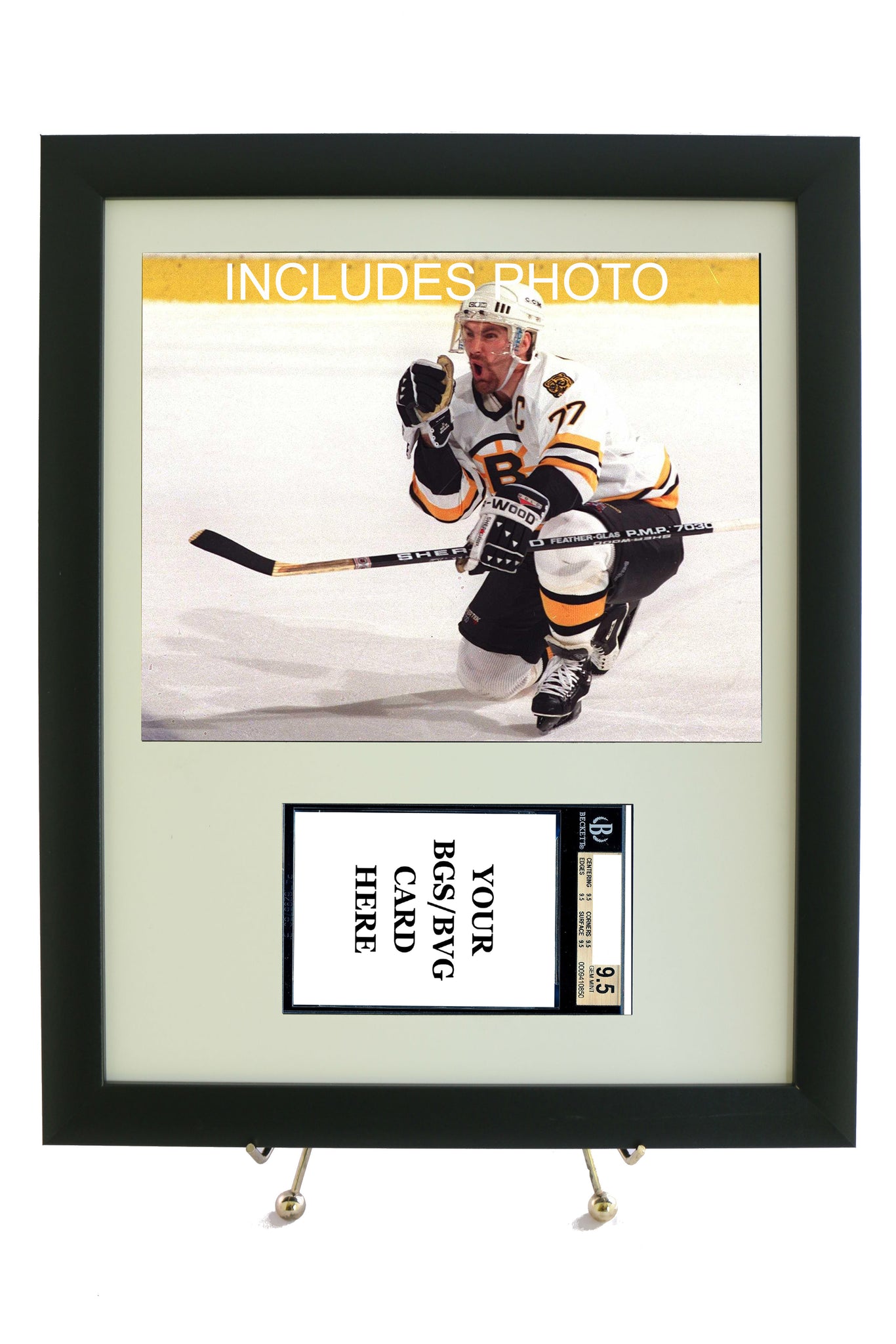 Sports Card Frame for YOUR BGS (Beckett) Ray Bourque Card (INCLUDES PHOTO) - Graded And Framed