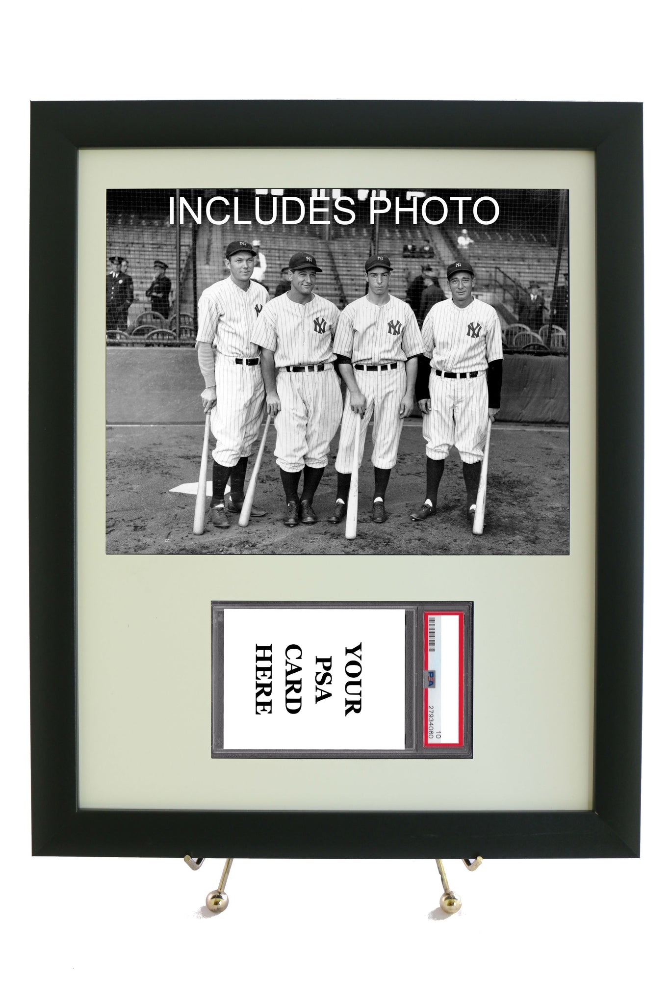 Sports Card Frame for YOUR Joe DiMaggio Horizontal PSA Graded Card (INCLUDES PHOTO) - Graded And Framed