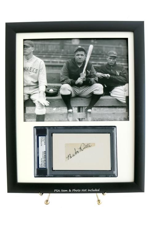Framed Display for a PSA/DNA Slabbed 3x5 Autograph with an 8 x 10 Horizontal Photo Opening - Graded And Framed