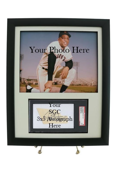 Framed Display for an SGC/JSA Slabbed 3 x 5 Autograph with an 8 x 10 Horizontal Photo Opening - Graded And Framed
