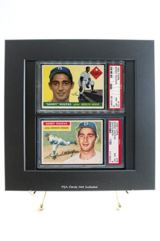 Framed Display for Two PSA Graded Horizontal Cards (New-Black Design) - Graded And Framed