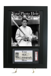 Framed Display for YOUR SGC/JSA Slabbed 3 x 5 Autograph with an 8 x 10 Vertical Photo Opening - Graded And Framed