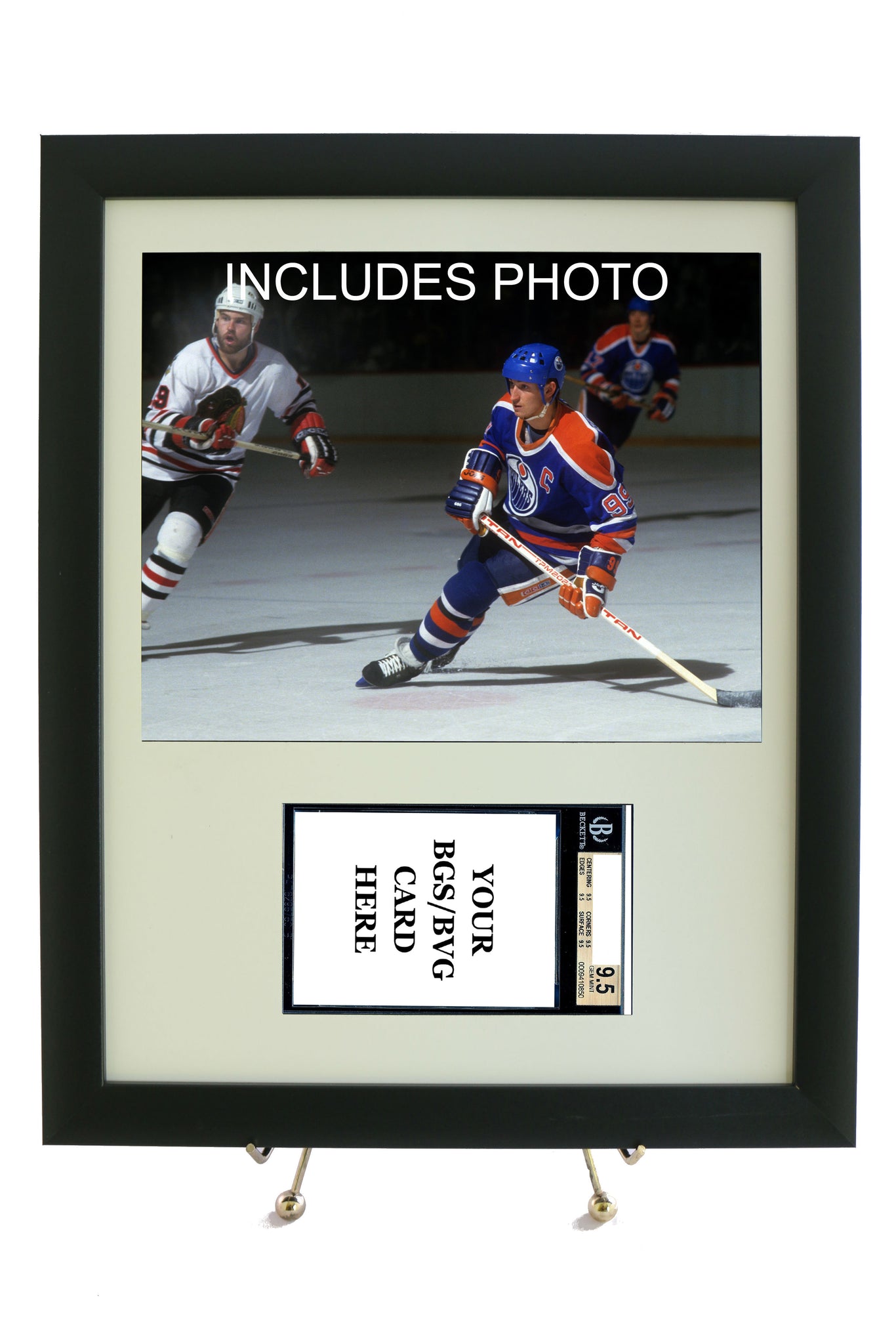 Graded Sports Card Frame for YOUR Wayne Gretzky Horizontal BGS Card (INCLUDES PHOTO) - Graded And Framed