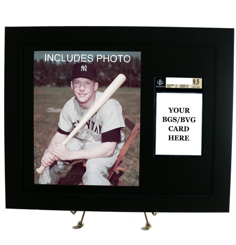 Sports Card Frame for YOUR BVG (Beckett) Graded Mickey Mantle Card (INCLUDES PHOTO) - Graded And Framed