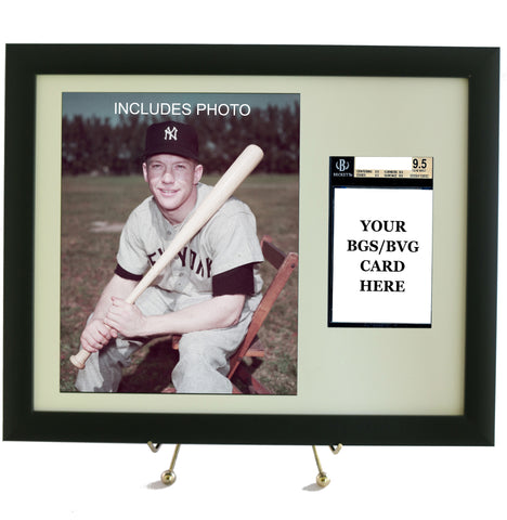 Sports Card Frame for YOUR BGS Mickey Mantle Card (INCLUDES PHOTO) - Graded And Framed