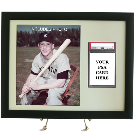 Sports Card Frame for YOUR PSA Mickey Mantle Card (INCLUDES PHOTO) - Graded And Framed