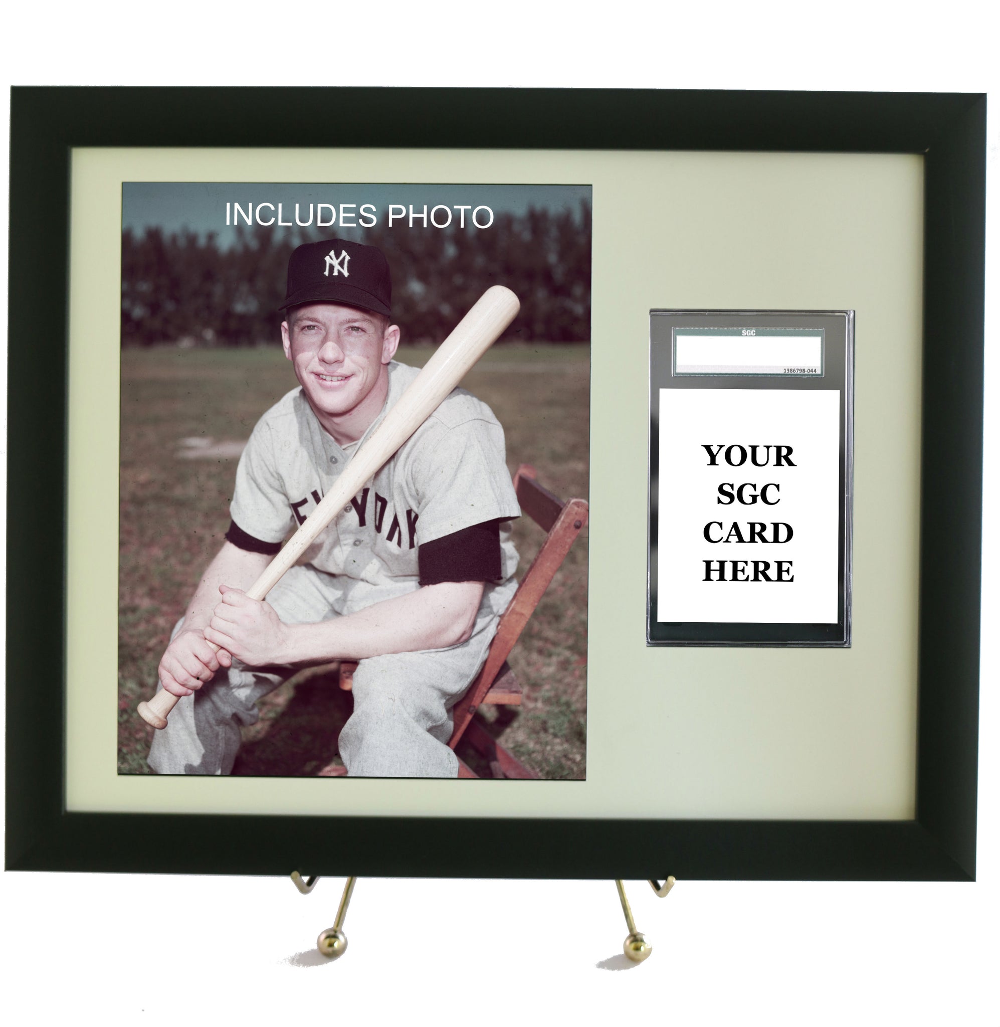 Sports Card Frame for YOUR SGC Mickey Mantle Card (INCLUDES PHOTO) - Graded And Framed