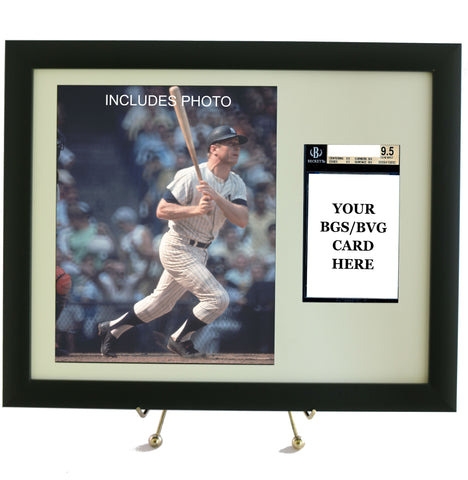 Graded Sports Card Frame for YOUR BVG (Beckett) Mickey Mantle Card (INCLUDES PHOTO) - Graded And Framed