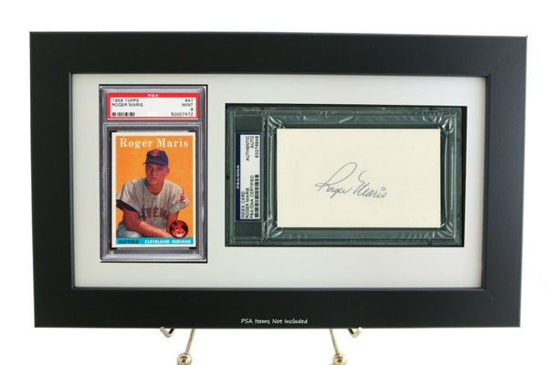 PSA Graded Sports Card Frame & PSA/DNA Slabbed 3 x 5 Autograph Framed Display (Combo) - Graded And Framed