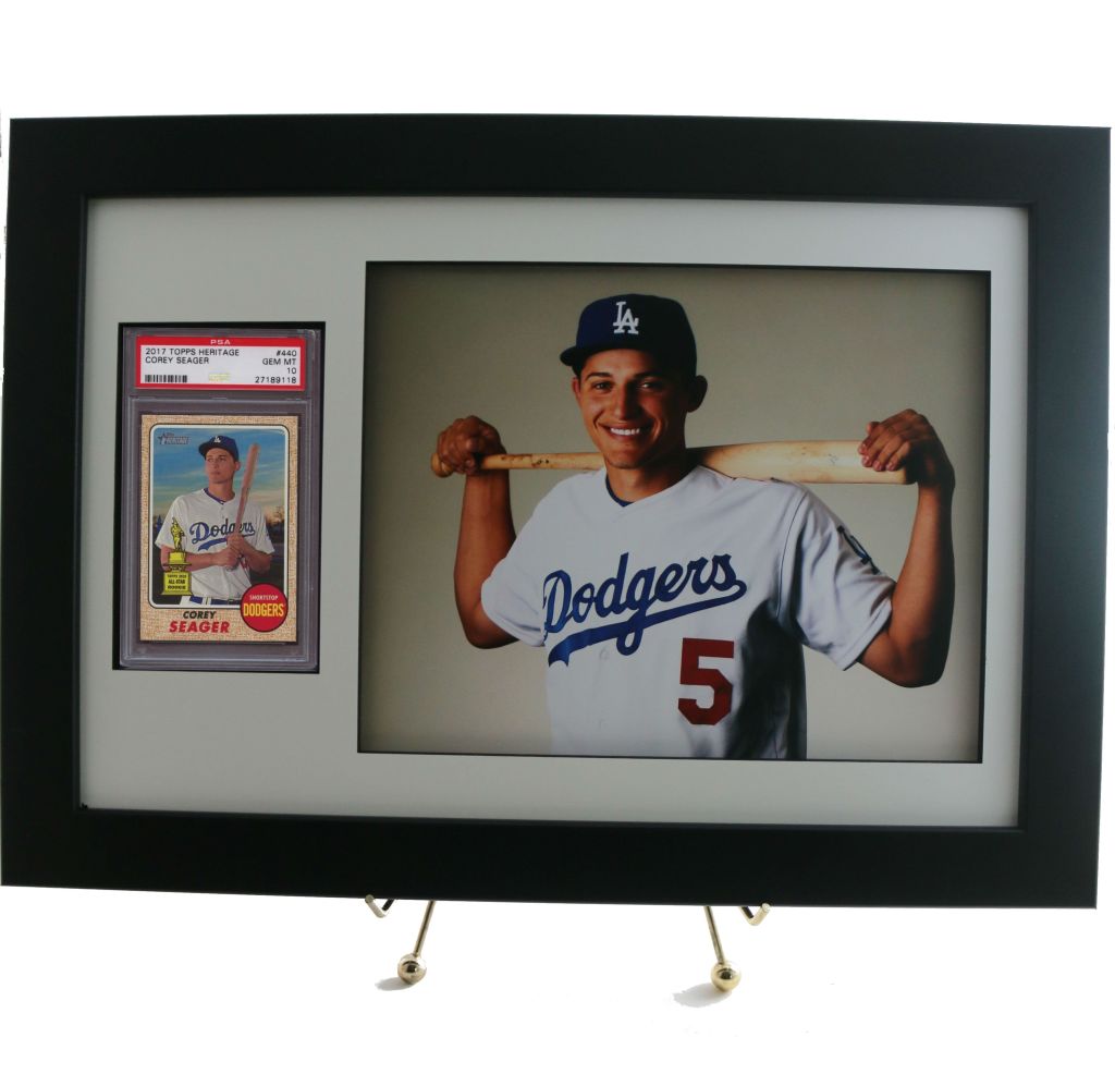 PSA Graded Sports Card Framed Display with an 8 x 10 Horizontal Photo Opening - Graded And Framed