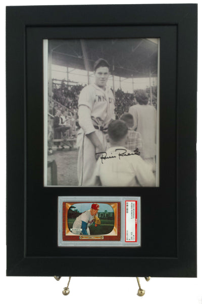 Sports Card Frame for a PSA Horizontal Card w/ 8 x 10 Vertical Photo Opening (Black Design) - Graded And Framed