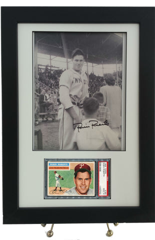 PSA Sports Card Frame for a PSA Horizontal Card w/ an 8 x 10 Vertical Photo Opening (White Design) - Graded And Framed
