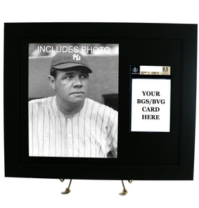 Graded Sports Card Frame for YOUR BVG (Beckett) Babe Ruth Card (INCLUDES PHOTO) - Graded And Framed