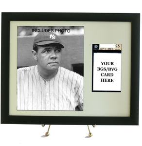 Sports Card Frame for YOUR BVG (Beckett) Babe Ruth Graded Card (INCLUDES PHOTO) - Graded And Framed