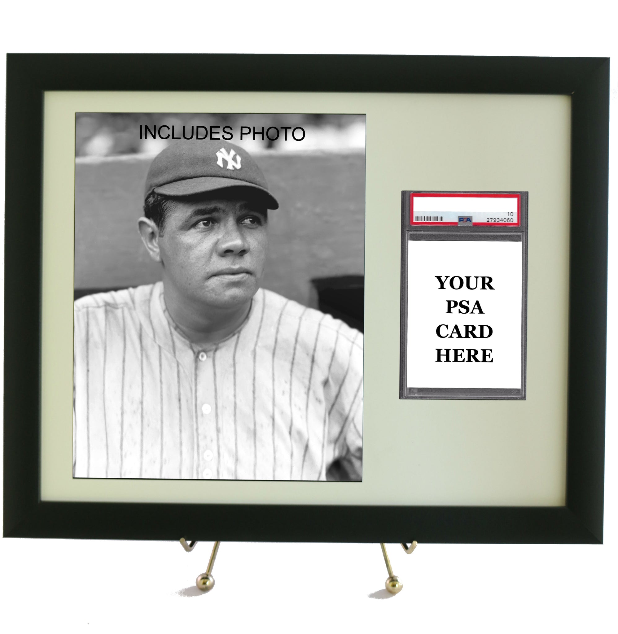 Sports Card Frame for YOUR PSA Babe Ruth Graded Card (INCLUDES PHOTO) - Graded And Framed