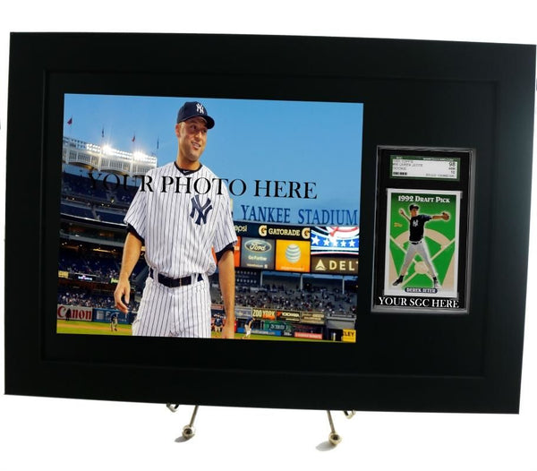 SGC Sports Card Framed Display with an 8 x 10 Horizontal Photo Opening (New-All Black Design) - Graded And Framed