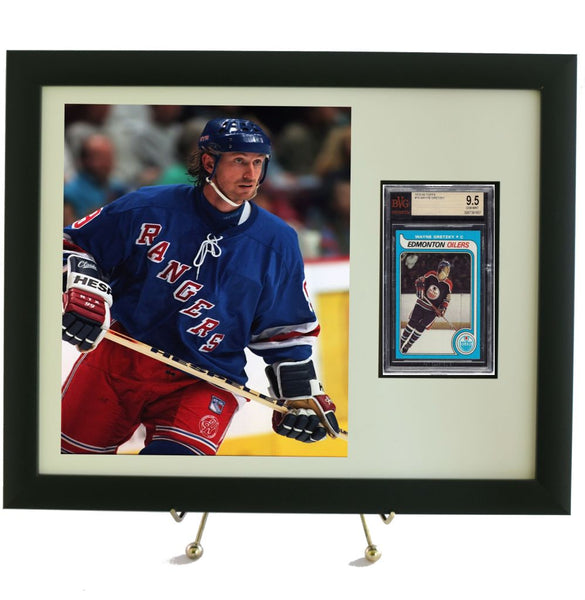 Sports Card Frame Display for a BVG (Beckett) Graded Vertical Card with an 8 x 10 Vertical Photo Opening - Graded And Framed