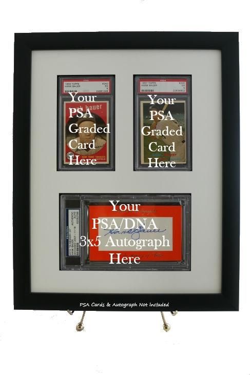 graded card picture frame Sports Card Frame for (2) PSA Graded Cards & Opening for a PSA/DNA Slabbed  3 x 5 Autograph