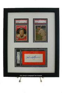 Sports Card Frame for (2) PSA Graded Cards & Opening for a PSA/DNA Sla Sports Card Frame for (2) PSA Graded Cards & Opening for a PSA/DNA Sla