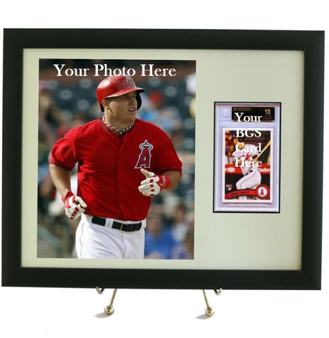 Sports Card Frame for a BGS (Beckett) Graded Card with an 8 x 10 Photo Opening (White Design) - Graded And Framed