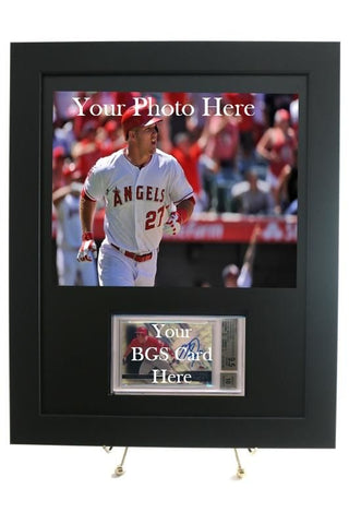 Sports Card Frame for a BGS Horizontal Card w/ 8 x10 Photo Opening (Black Design) - Graded And Framed