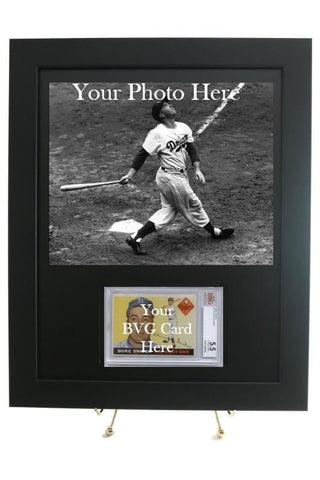 Sports Card Frame for a BVG (Beckett) Graded Horizontal Card with an 8 x 10 Horizontal Photo Opening (Black Design) - Graded And Framed