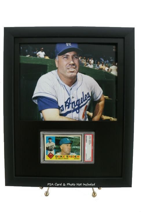 Sports Card Frame for a Graded Horizontal PSA Card with an 8 x 10 Horizontal Photo Opening (Black Design) - Graded And Framed