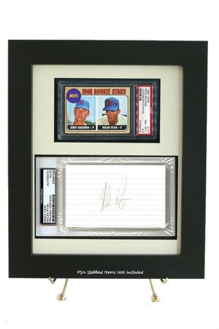 Sports Card Frame for a PSA Graded Horizontal Card with PSA/DNA 3 x 5 Autograph Opening (Combo) - Graded And Framed