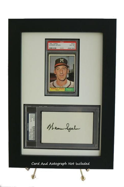 Sports Card Frame for a PSA Graded Vertical Card & PSA/DNA Slabbed 3 x 5 Autograph - Graded And Framed