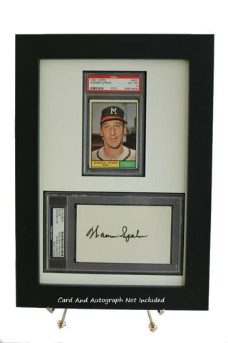 Sports Card Frame for a PSA Graded Vertical Card & PSA/DNA Slabbed 3 x 5 Autograph - Graded And Framed