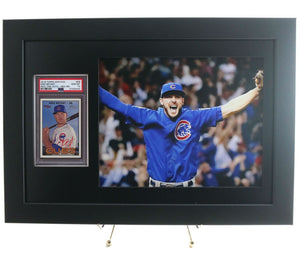 Sports Card Frame for a PSA Graded Card with an 8 x 10 Horizontal Photo Opening - Graded And Framed