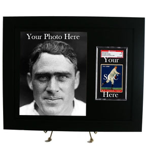 Sports Card Frame for an SGC Graded Card with 8 x 10 Photo Opening (New-Black Design) - Graded And Framed