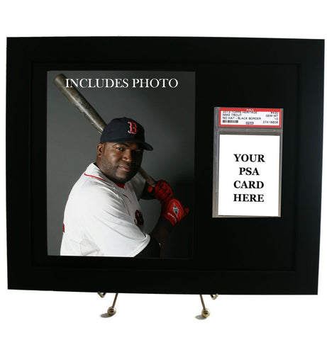 Sports Card Frame for YOUR PSA Graded David Ortiz Card-Black Design (Includes Photo) - Graded And Framed